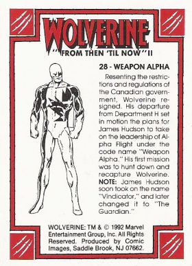 #028 - Weapon Alpha (Rear) by Phil in Wolverine: From Then Till Now I (1992)