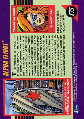 #175 - Alpha Flight (Rear) by Phil in Marvel Universe III (1992)